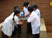 Kids washing their hands