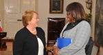 La presidenta de Chile, Michelle Bachelet, agradeció a la OPS/OMS su apoyo tras la emergencia en el norte