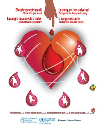 Afiche: La sangre nos conecta a todos. Comparte vida, dona sangre