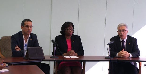 PAHO Director Dr. Carissa Etiene and PAHO Represetative Dr. Godfrey Xuereb during the press conference.