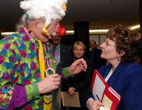 Patch Adams and PAHO Director Dr. Mirta Roses
