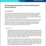 Consideraciones psicosociales y de salud mental durante el brote de COVID-19