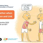 Graphic card with the information to the webinar Creating Caribbean Communities of Purpose: Stronger Together when we Look, Listen and Link