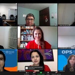 Pantalla de zoom donde aparecen los expositores