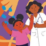 Girls receiving medical care