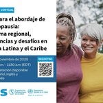 Webinar flyer including 3 women of different ages to represent menopause