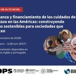 webinar flyer for upcoming event on Governance and Financing of Long-Term Care in the Americas: Building Sustainable Systems for Aging Societies, showing older persons with spirals behind them