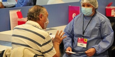 Imagen del puesto de vacunación ubicado en la Casa del Historiador