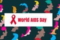 World AIDS banner with illustrations of faces