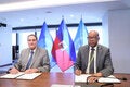 Signature Country Cooperation Strategy Haiti with Minister of Health Dr. Betrand Sinal.  Photo: PAHO/WHO Karina Zambrana