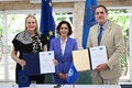 Jarbas Barbosa, Director de la OPS, Florika Fink-Hooijer, Directora General de HERA, y la Comisionada Europea de Igualdad, Preparación y Gestión de Crisis, Hadja Lahbib, supervisora de HERA dentro de la Comisión Europea