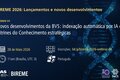 Banner do Webinário #4 da série “BIREME 2026: Lançamentos e novos desenvolvimentos”, com o título “Novos desenvolvimentos da BVS: indexação automática por IA e Vitrines do Conhecimento estratégicas”. Informa data (28 de maio de 2026), horário (11h, UTC-3), idioma (português) e link de inscrição: bit.ly/bireme-2026-webinar-04. Fundo azul escuro com elementos digitais e imagem estilizada de DNA.