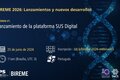 Banner del Seminario Web #5 de la serie “BIREME 2026: Lanzamientos y nuevos desarrollos”, con el título “Lanzamiento de la Plataforma SUS Digital”. Informa la fecha (25 de junio de 2026), la hora (11:00 h, UTC-3), el idioma (portugués) y el enlace de inscripción: bit.ly/bireme-2026-webinar-05. Fondo azul oscuro con elementos digitales, logotipos institucionales e imagen estilizada de ADN.