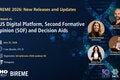 Banner for Webinar #5 of the series “BIREME 2026: New Releases and Updates”, titled “Launch of the SUS Digital Platform”. Displays the date (June 25, 2026), time (11:00 AM, UTC-3), language (Portuguese), and registration link: bit.ly/bireme-2026-webinar-05. Dark blue background with digital elements, institutional logos, and a stylized DNA image.