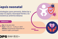 Anuncio del seminario web sobre 'Sepsis neonatal' el 22 de julio de 2026, de 11:00 a 12:30 (hora del este de EE. UU.). Se ofrecerán estrategias para la prevención, detección y manejo en el contexto de la resistencia a los antimicrobianos. Interpretación en inglés, portugués y español. Incluye los logotipos de la OPS y la Organización Mundial de la Salud, así como ilustraciones de figuras humanas abstractas y un escudo protector que simbolizan la protección de la salud.
