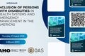 PAHO/OAS webinar banner on disability inclusion in health systems and emergency management in the Americas.