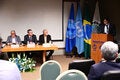 Ceremonia de aniversario de los 75 años de historia de PANAFTOSA con autoridades de Brasil, el director de PANAFTOSA y el representante de la OPS en Brasil