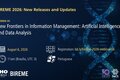 Promotional banner for BIREME/PAHO/WHO Webinar #6. Against a dark blue background with DNA and technology-themed graphics, it features the topic "New Frontiers in Information Management: Artificial Intelligence and Data Analysis." It includes the date (August 6, 2026), time (11:00 a.m., Brasilia, UTC-3), language (Portuguese), and registration link: bit.ly/bireme-2026-webinar-06. The PAHO, BIREME, Virtual Health Library (VHL), DeCS, and LILACS logos appear at the bottom.