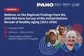 Card for the Regional Webinar on the Findings from the 2026 Mid-term Survey of the United Nations Decade of Healthy Aging (2021-2030) showing older persons smiling