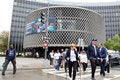 PAHO building in yhe vakground - Beginning of the Walk for Health 2026