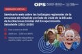 Poster del webinario sobre el reporte de Medio Periodo (2026) de la Década del Envejecimiento Saludable de la ONU, con los detalles del evento, logotipos de las organizaciones y fotografías de personas mayores sonriendo