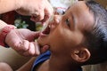 Boy receives polio vaccine