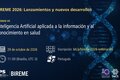 Seminario web #8 del programa BIREME 2026: Lanzamientos y nuevos desarrollos: Inteligencia Artificial aplicada a la información y al conocimiento en salud. 29 de octubre de 2026, a las 11:00, hora de Brasilia. Evento en línea en portugués, con inscripción gratuita. La imagen tiene un fondo azul oscuro con una representación digital de una hélice de ADN y elementos gráficos relacionados con la tecnología y la inteligencia artificial.