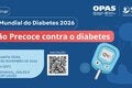 Peça gráfica para o webinar Dia Mundial do Diabetes: Ação Precoce contra o Diabetes