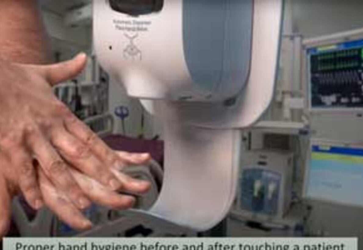 Rub hands to disinfect them! 20-30 seconds.