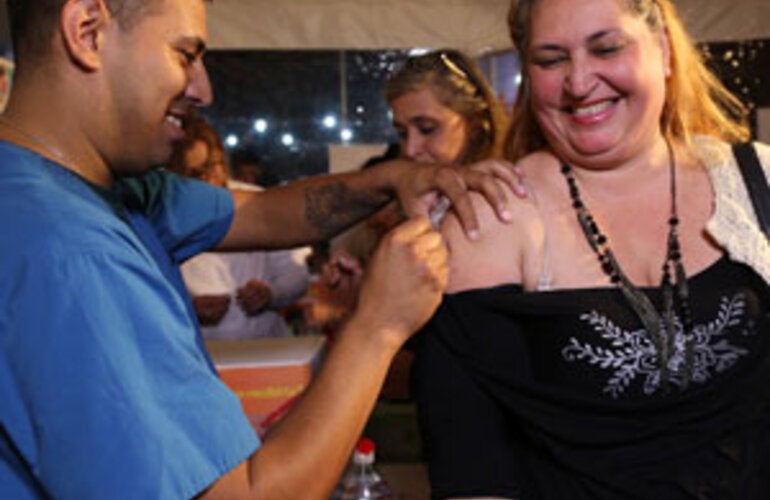 Woman participating in the night of vaccines