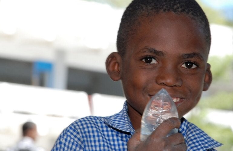 Boy drinking water