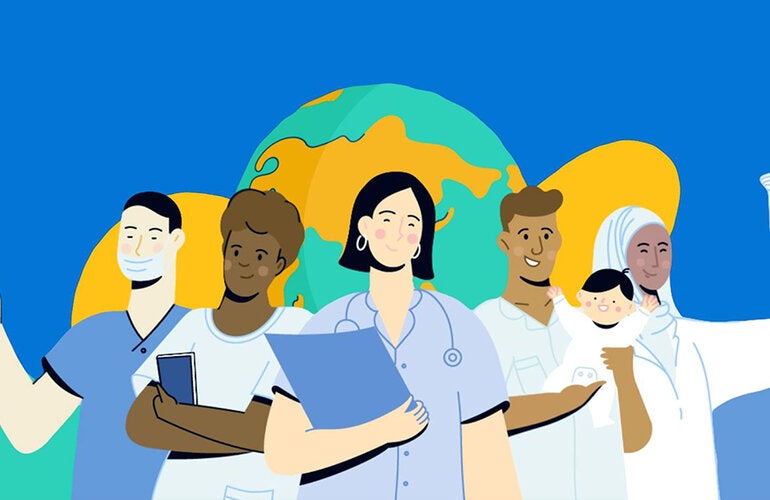  Ilustração de enfermeiras ao redor do mundo.