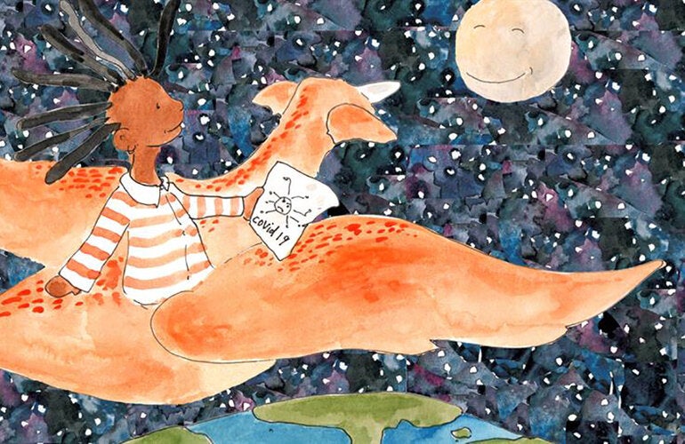 Child on flying creature