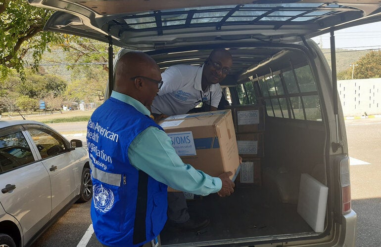 Delivery of PPE donation jamaica