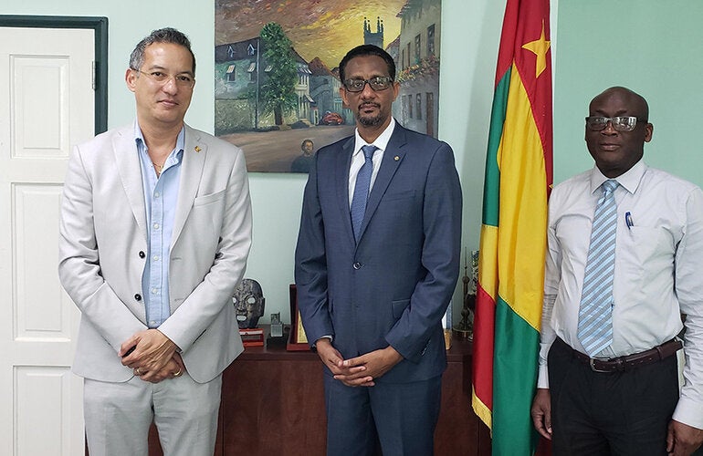 From left Hon Nickolas Steele, Minister of Health, Social Security and International Business, Dr Yitades Gebre, PAHO/WHO Representative to Barbados and the Eastern Caribbean Countries, and Mr Charlton Henry, Permanent Secretary