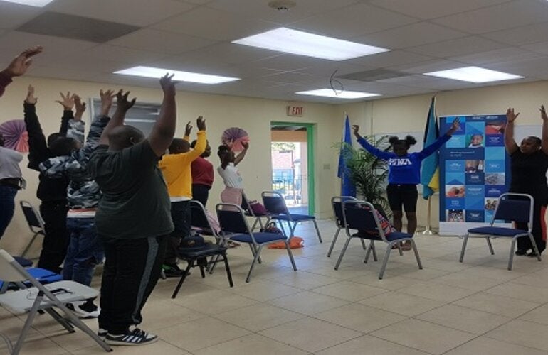 Teen exercise segment led by the Healthy Bahamas Coalition.