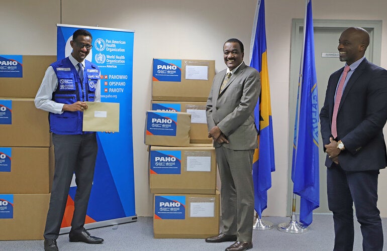 PAHO Barbados donated COVID-19 supplies to Barbados