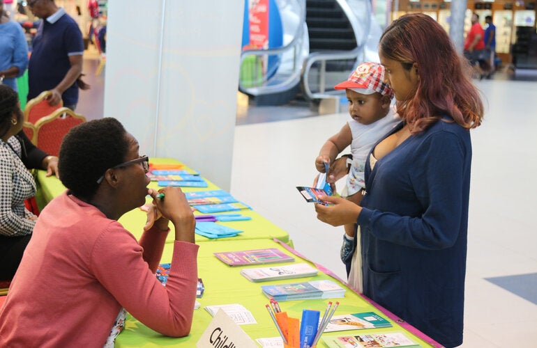 Mother and child participates in the Wellness Fair 