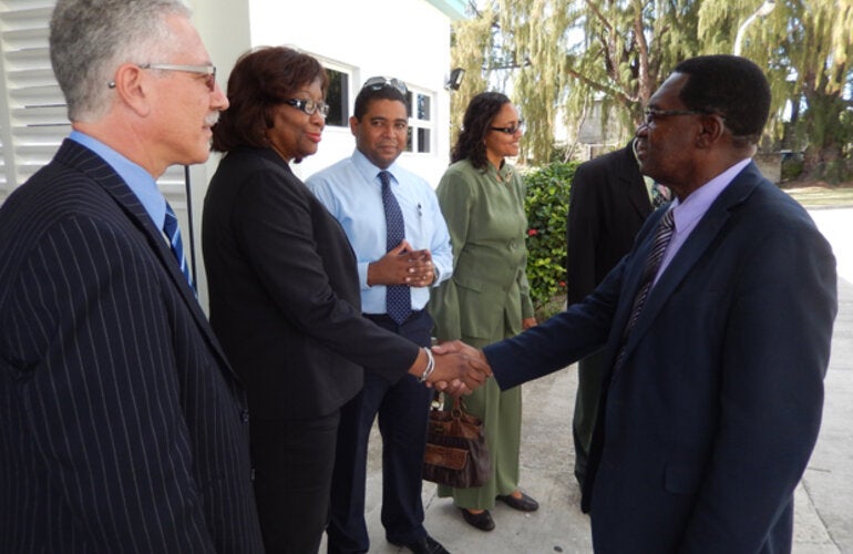 Dr. Etienne visits the Pogson Hospital with Hon. Eugene Hamilton, Minister of Health and other health officials along with Dr. Godfrey Xuereb, PWR for Barbados and Eastern Caribbean Countries