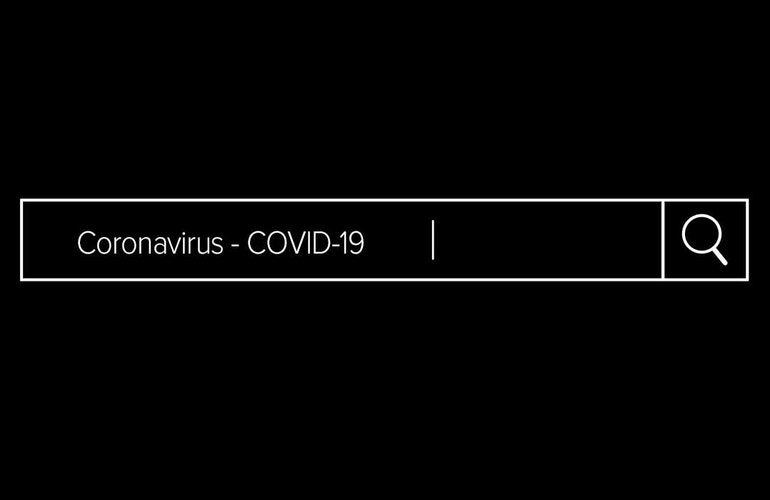  Barra de pesquisa com o termo 'Coronavirus - COVID-19'