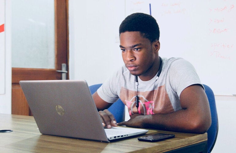 Man using notebook computer