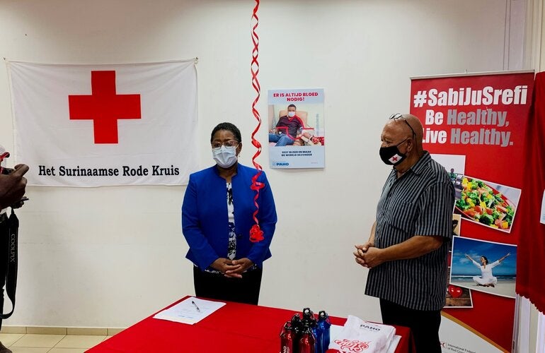 Handover from Dr. Karen Lewis-Bell to Bloodbank