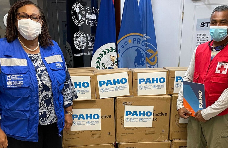 belize paho donates red cross