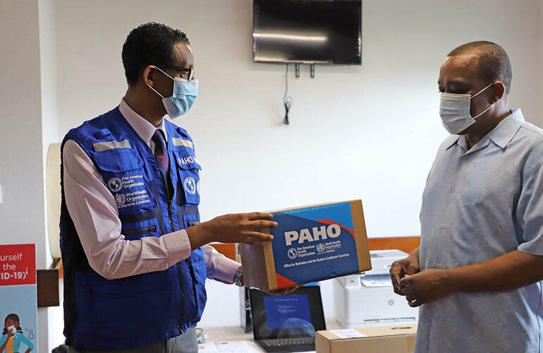 PWR handover COVID supplies to BRB MOH