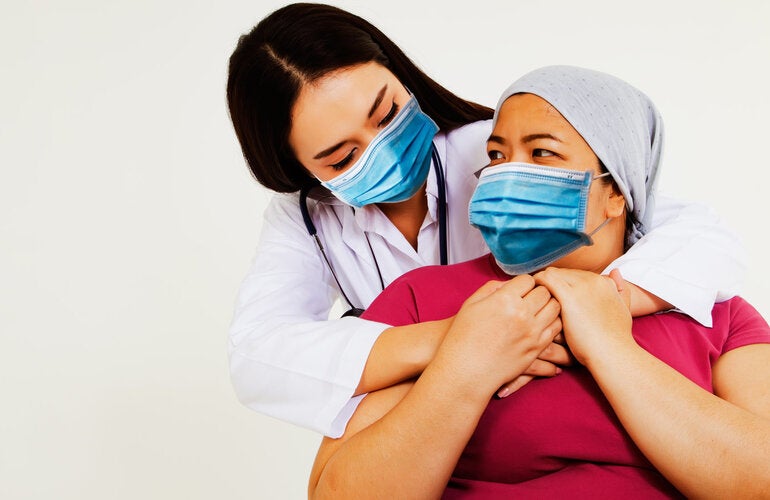 health worker and patient