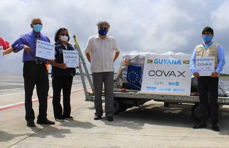 Arrival of vaccines through COVAX to Suriname