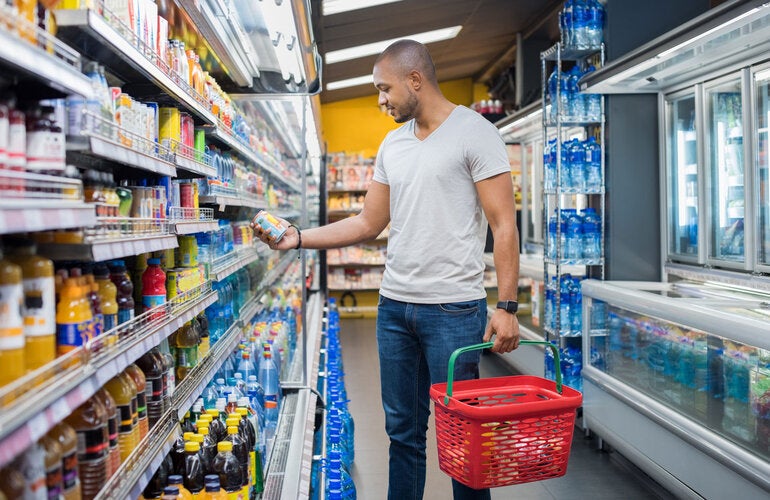 Man reads food labels