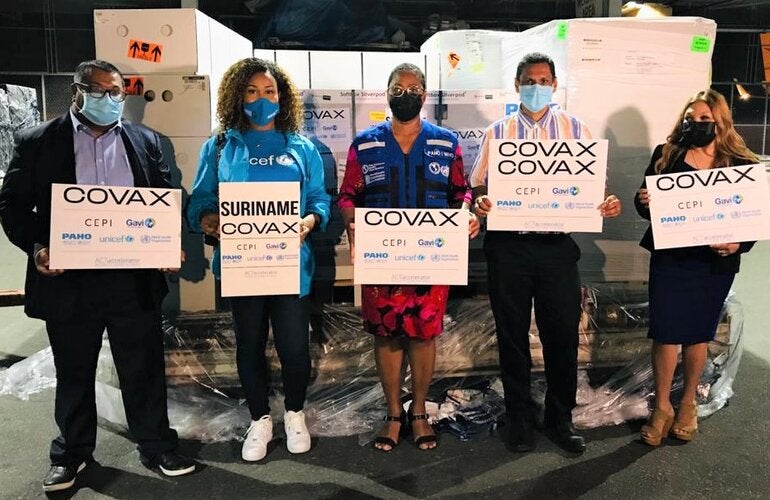 Vaccines to Suriname from the COVAX Facility