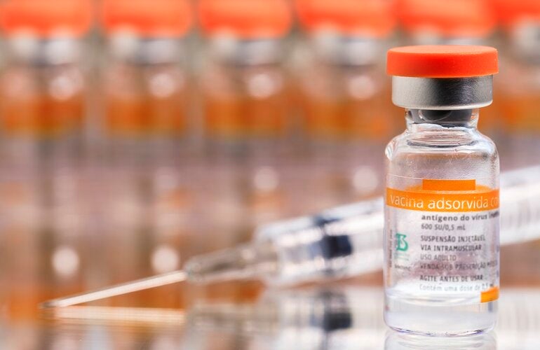 Frasco da vacina Coronavac
