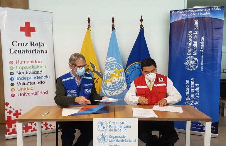 OPS/OMS y Cruz Roja Ecuatoriana firmaron convenio bilateral